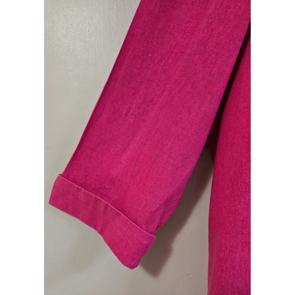 Vintage Coldwater Creek Hot Pink Linen Open Front Blazer 3/4 Sleeve Size 2X - Picture 3 of 9